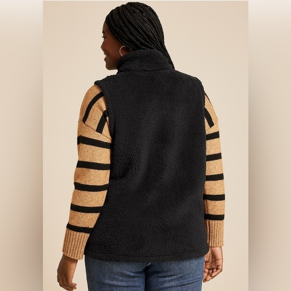 Maurices RMG Plus Size Favorite Sherpa Fleece Zip Vest Pockets Size XXL Black - Picture 9 of 9